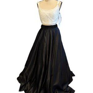 Vivi Ta Black White Beaded 2 Piece Dress Ball Gown